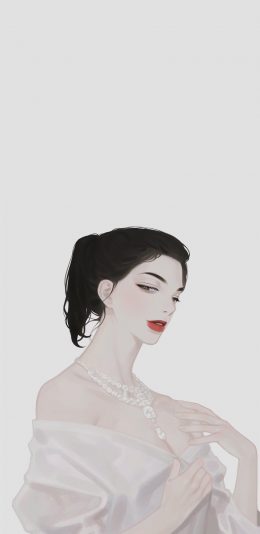 [2436x1125]欧美 女孩 插图 红唇 苹果手机动漫壁纸图片