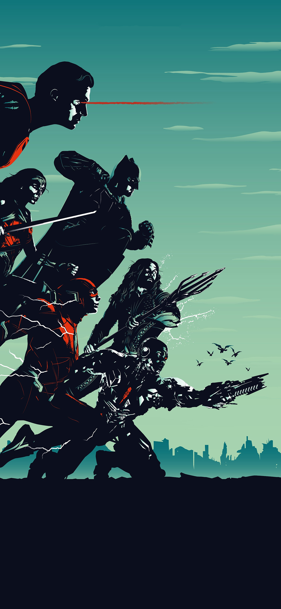 [2436×1125]正义联盟 漫威 欧美 超级英雄 苹果手机动漫壁纸图片