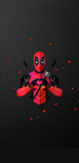 [2436x1125]死侍 比心 爱心 创意 苹果手机动漫壁纸图片