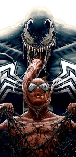 [2436x1125]毒液 蜘蛛侠 欧美 漫画 苹果手机动漫壁纸图片