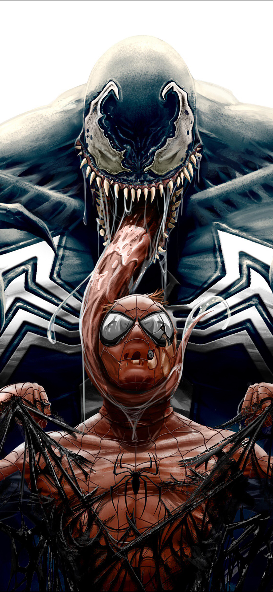 [2436×1125]毒液 蜘蛛侠 欧美 漫画 苹果手机动漫壁纸图片