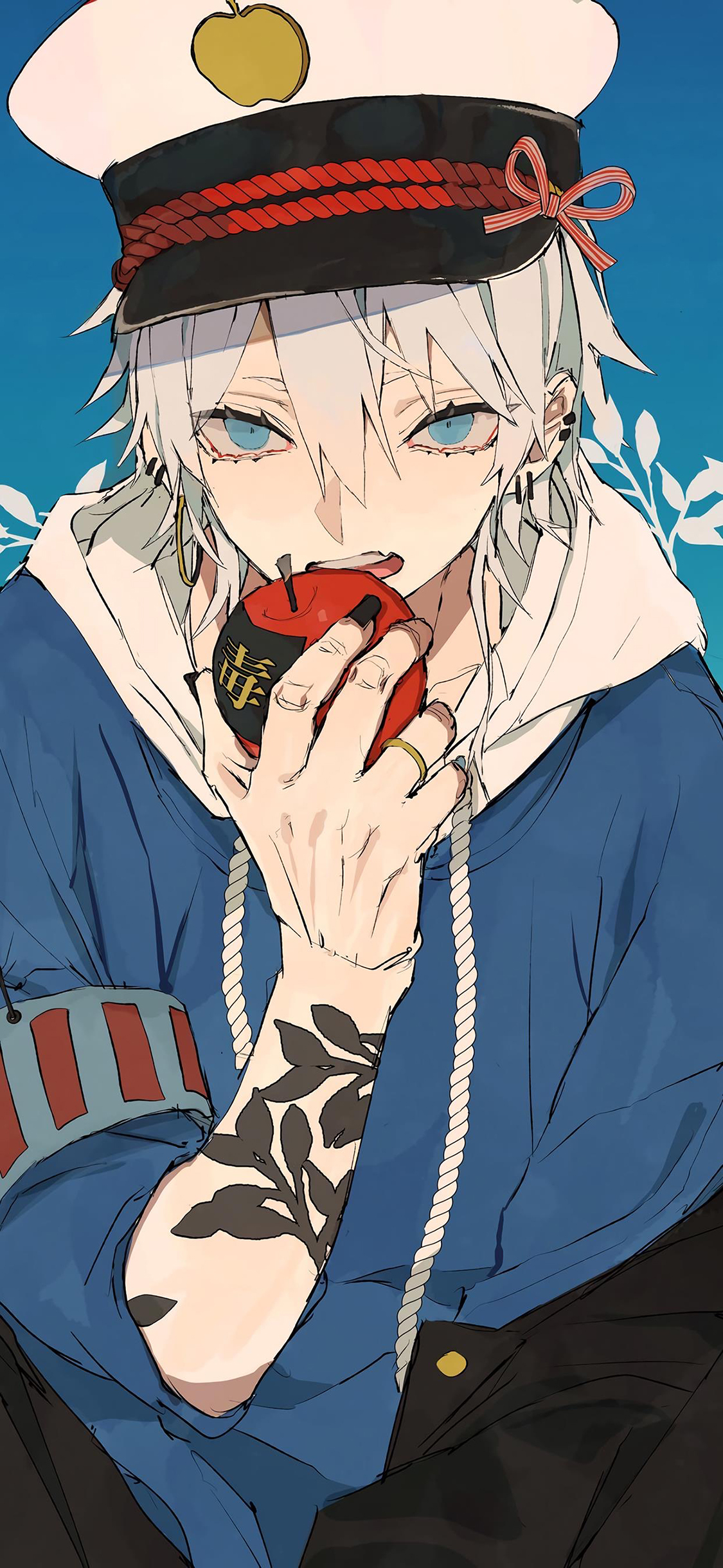 [2436×1125]毒苹果 男子 漫画 二次元 纹身 苹果手机动漫壁纸图片