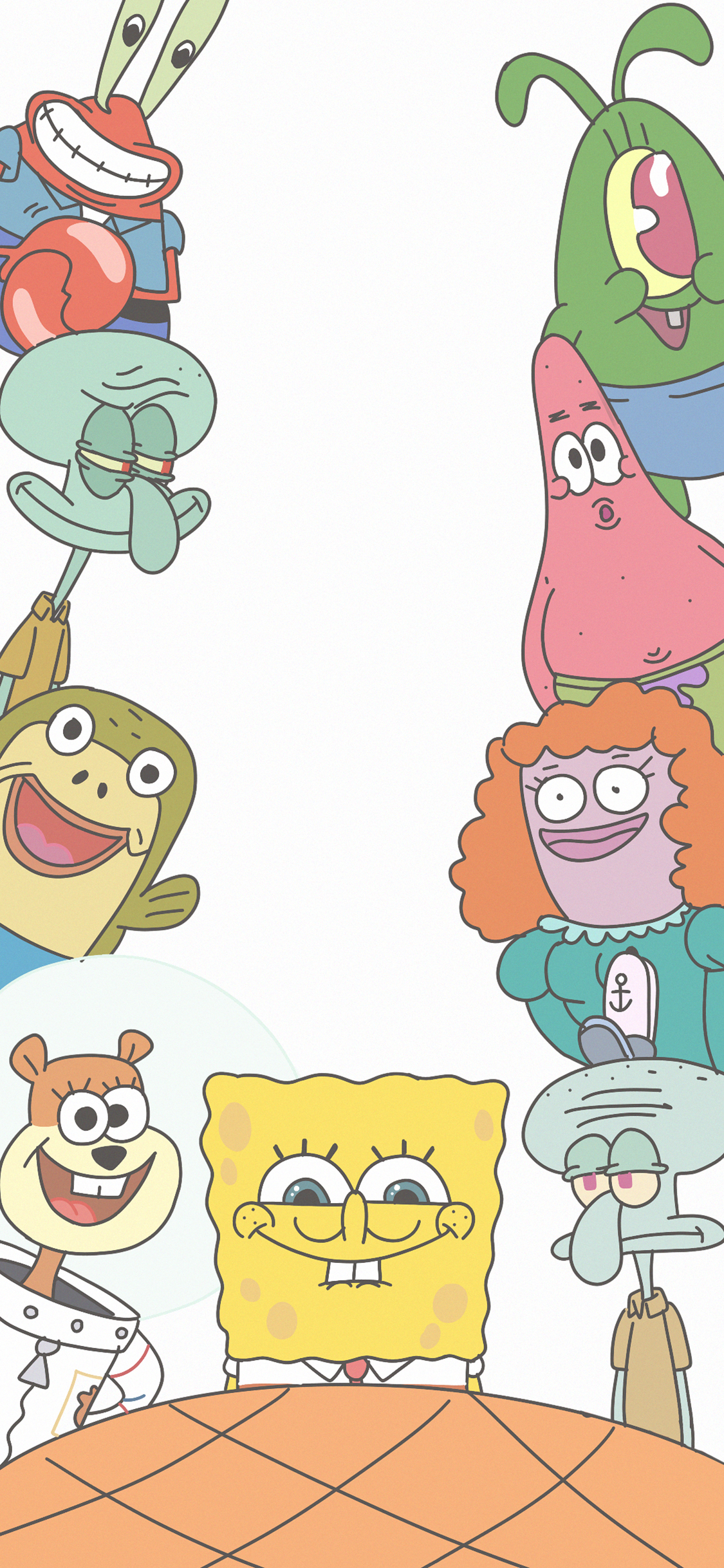 [2436×1125]比基尼海滩 海绵宝宝 派大星 章鱼哥 合集（取自微博：寄喜饼给你喔） 苹果手机动漫壁纸图片