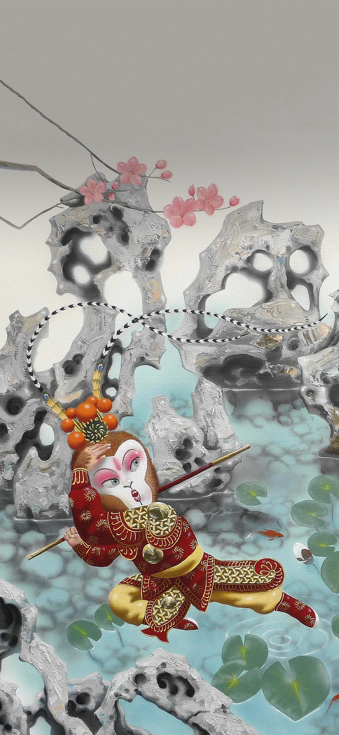 [2436×1125]水墨 插画 西游记 悟空 苹果手机动漫壁纸图片