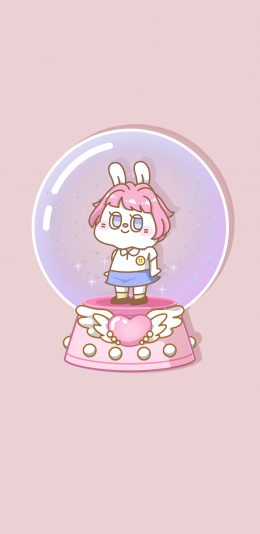 [2436x1125]水晶球 粉色 爱心 可爱 萌咔便利店 苹果手机动漫壁纸图片