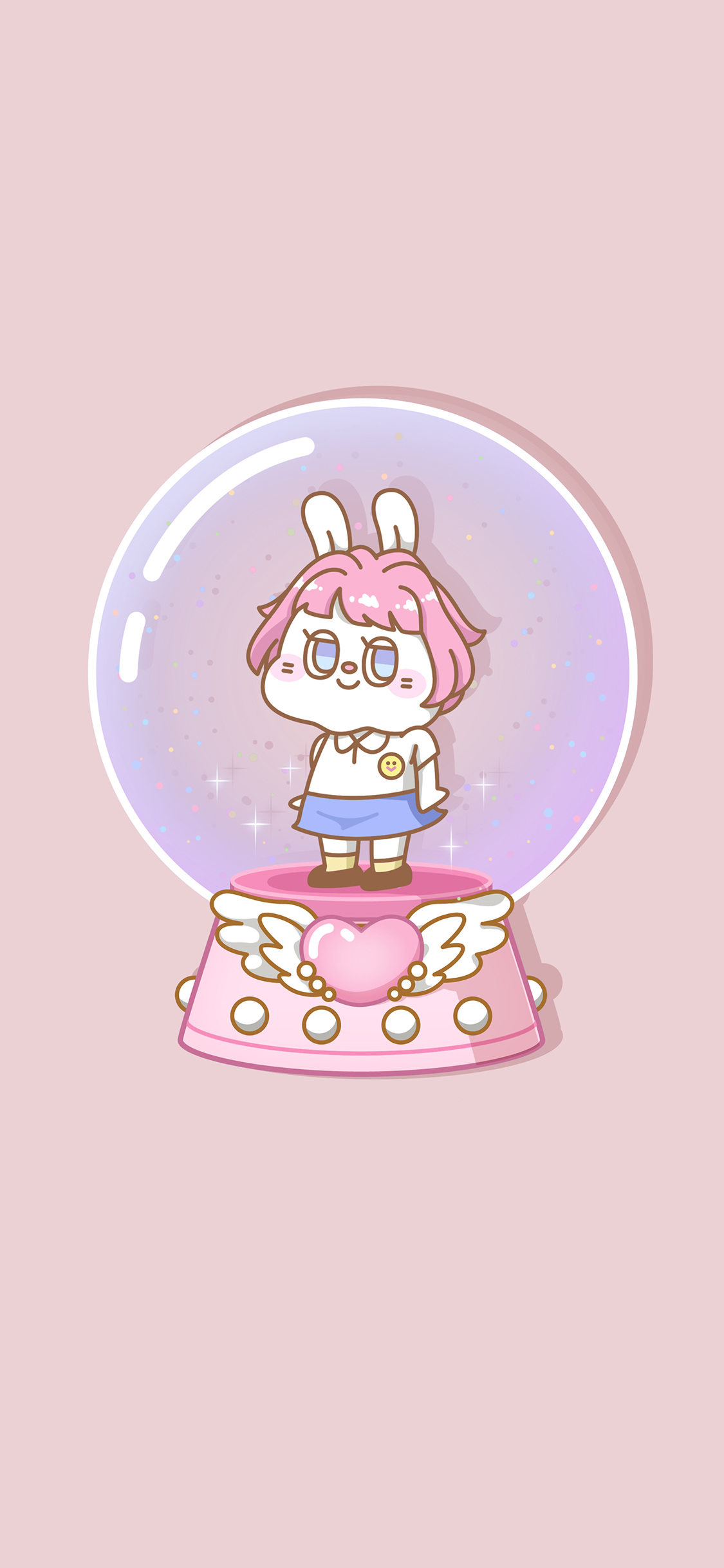 [2436×1125]水晶球 粉色 爱心 可爱 萌咔便利店 苹果手机动漫壁纸图片