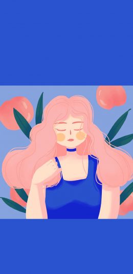 [2436x1125]水果女孩 系列 蜜桃女孩 苹果手机动漫壁纸图片