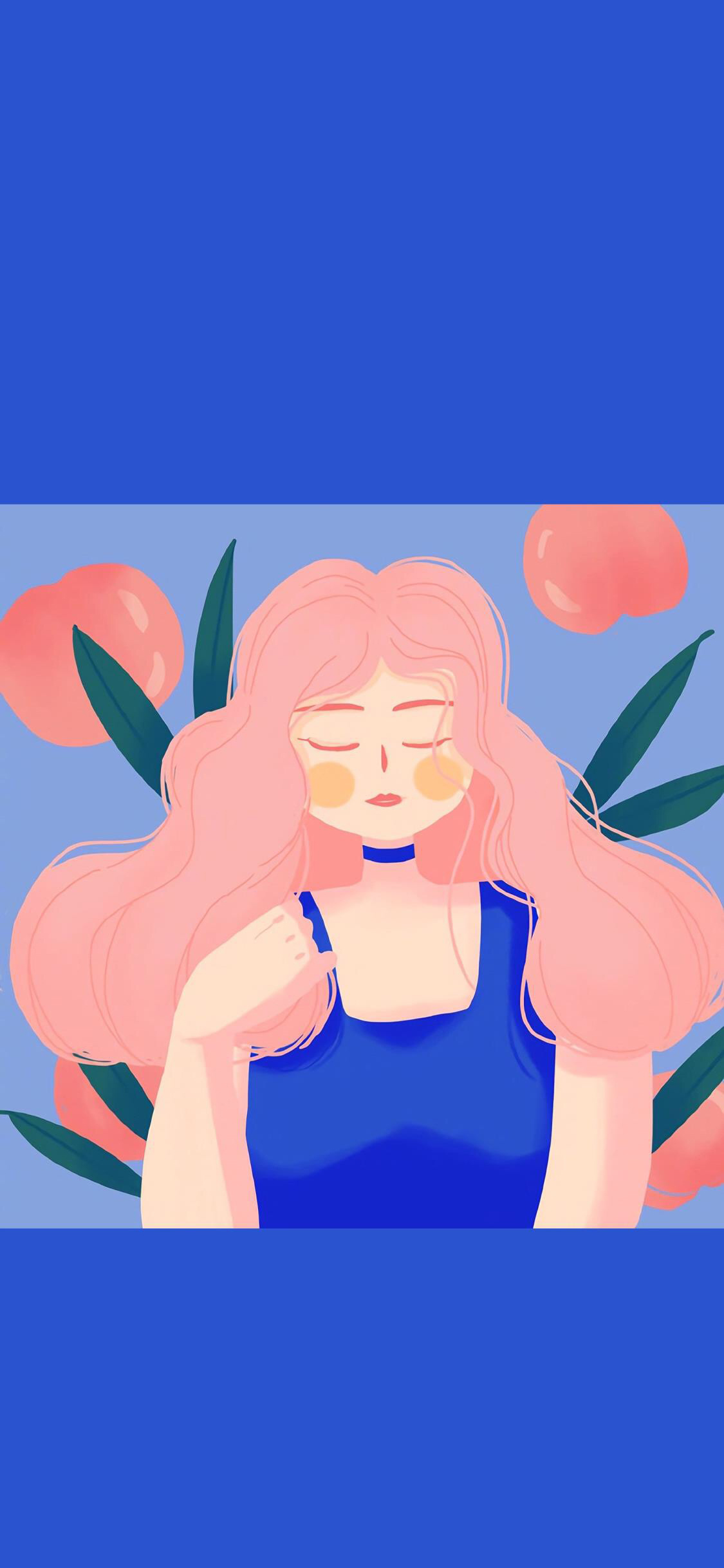 [2436×1125]水果女孩 系列 蜜桃女孩 苹果手机动漫壁纸图片