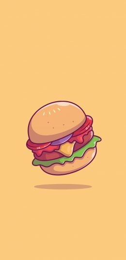 [2436x1125]汉堡 食物 面包 黄色 苹果手机动漫壁纸图片