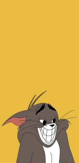 [2436x1125]汤姆猫 猫和老鼠 动画 黄色 苹果手机动漫壁纸图片