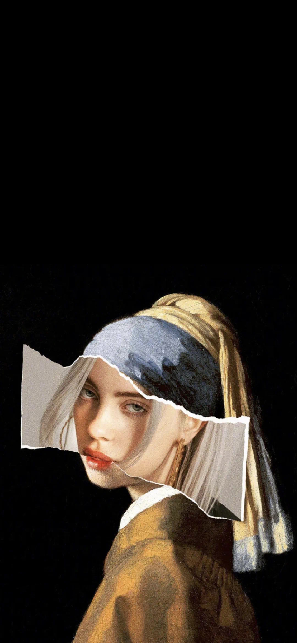 [2436×1125]油画 少女 创意 拼接 苹果手机动漫壁纸图片