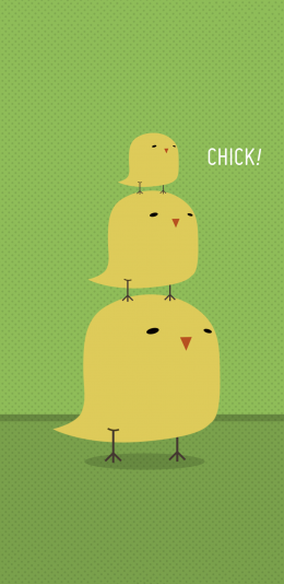 [2436x1125]波点背景 卡通 小黄鸡 苹果手机动漫壁纸图片