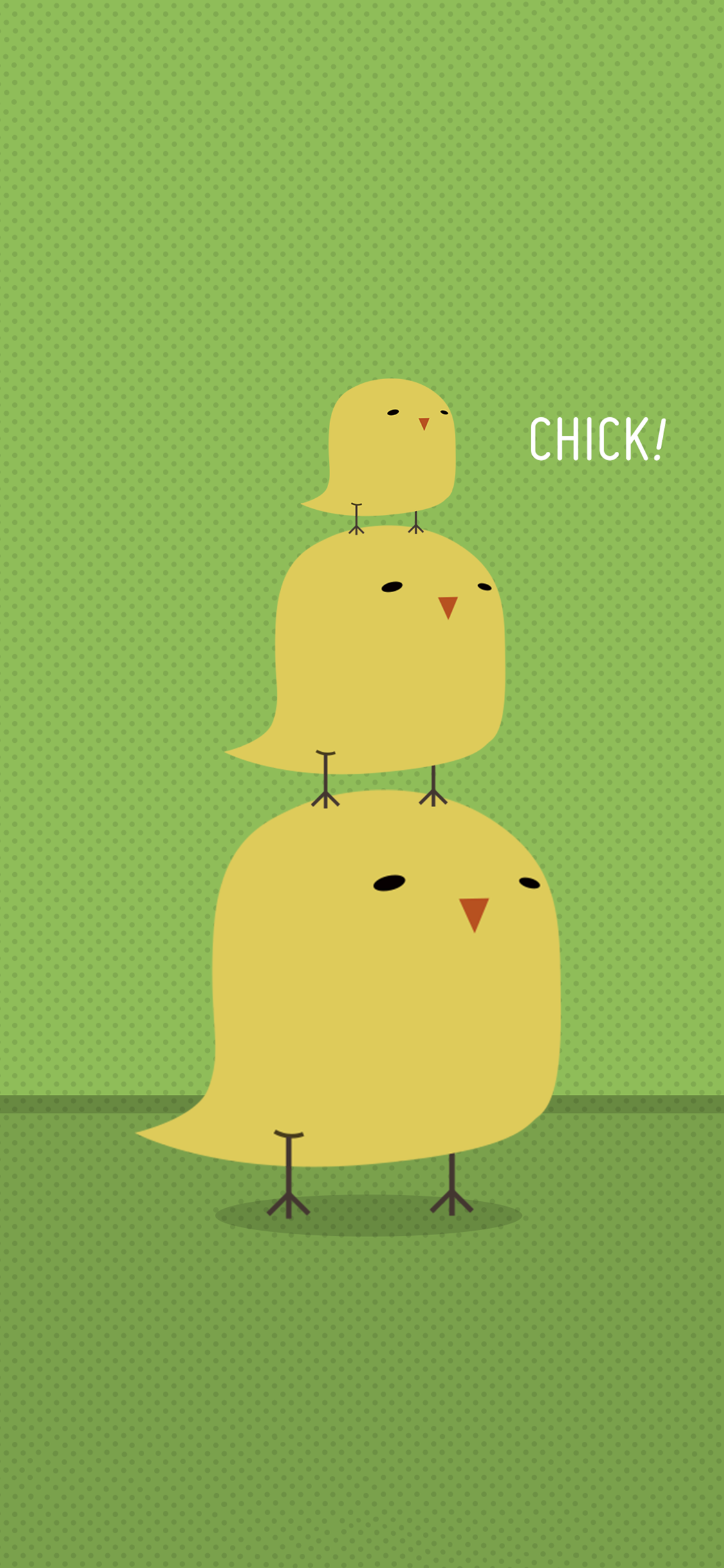 [2436×1125]波点背景 卡通 小黄鸡 苹果手机动漫壁纸图片