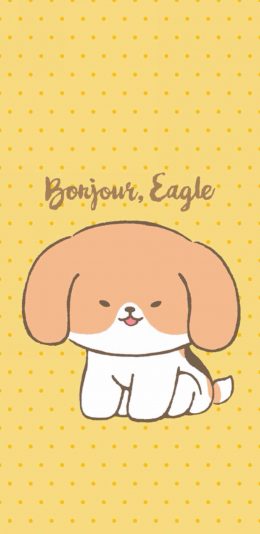 [2436x1125]波点背景 卡通 狗狗 苹果手机动漫壁纸图片