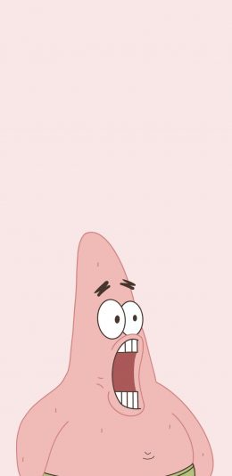 [2436x1125]派大星 海绵宝宝 动画 张嘴 粉色 苹果手机动漫壁纸图片
