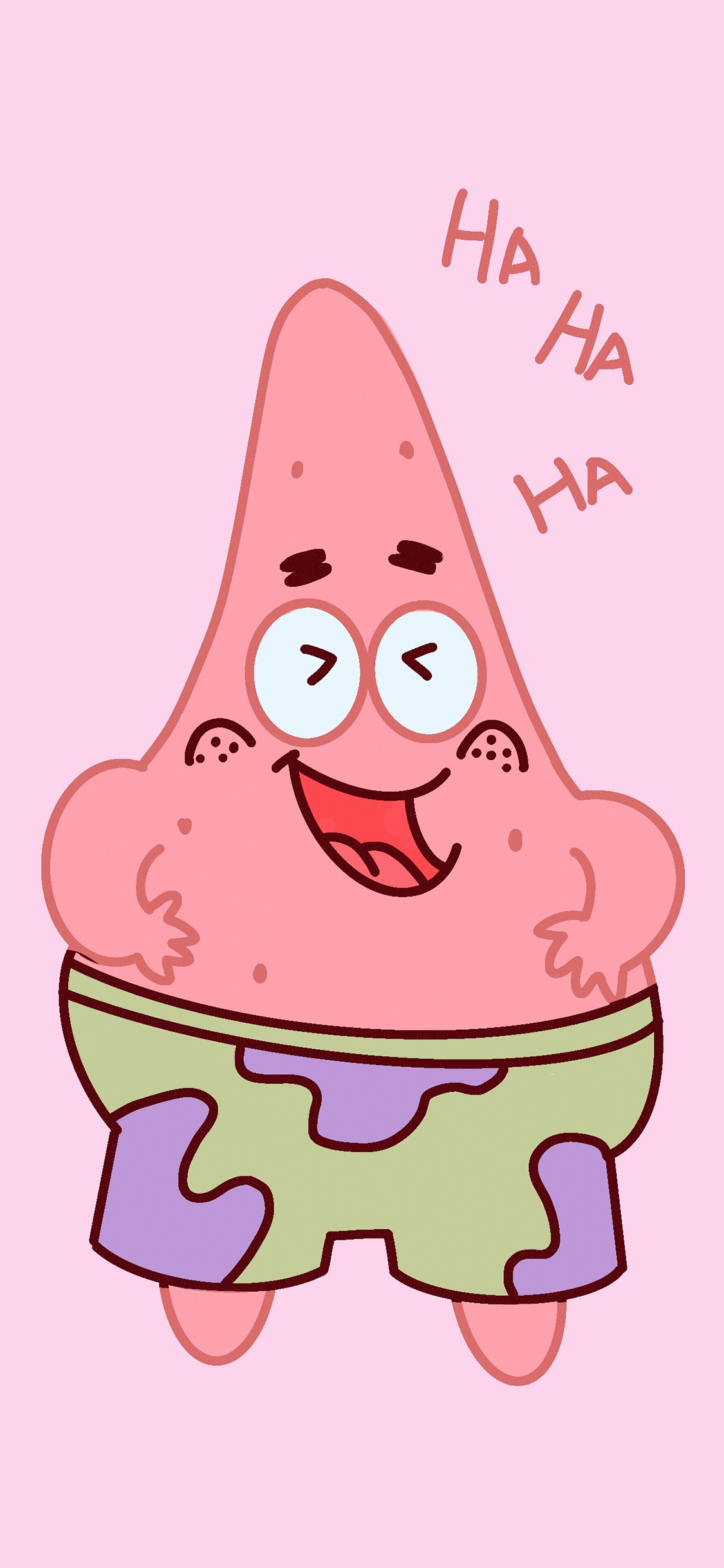 [2436×1125]派大星 海绵宝宝 粉 苹果手机动漫壁纸图片