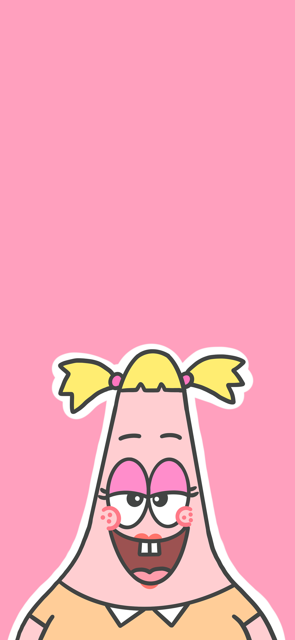 [2436×1125]派大星 海绵宝宝 粉 可爱 苹果手机动漫壁纸图片