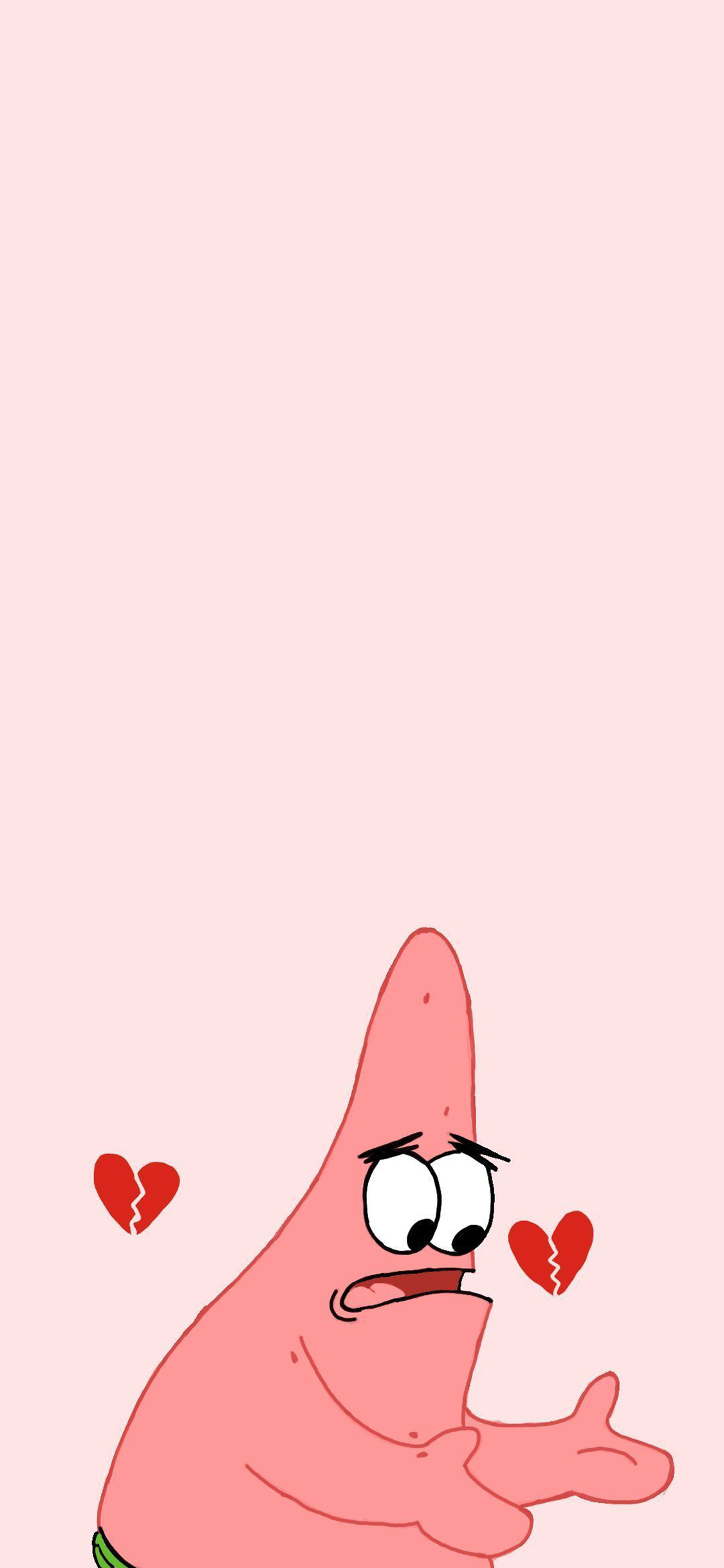 [2436×1125]派大星 粉色 海绵宝宝 心碎 伤心 苹果手机动漫壁纸图片