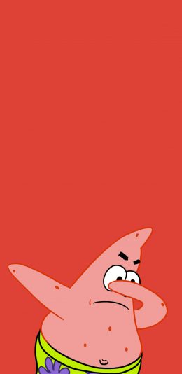 [2436x1125]派大星 红色 卡通 动画 可爱 海绵宝宝 苹果手机动漫壁纸图片