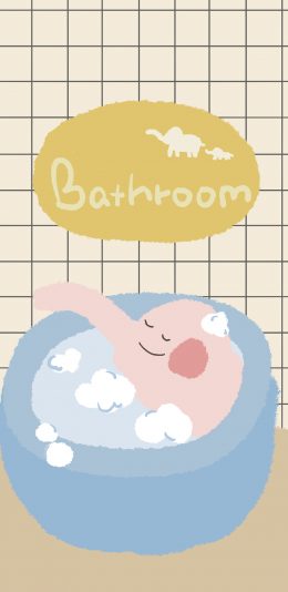 [2436x1125]浴室 bathroom 洗浴 卡通 苹果手机动漫壁纸图片