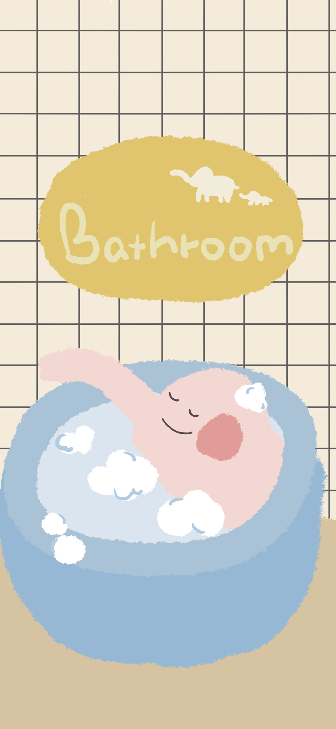 [2436×1125]浴室 bathroom 洗浴 卡通 苹果手机动漫壁纸图片