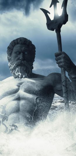 [2436x1125]海王星  天神 信仰 特效 苹果手机动漫壁纸图片