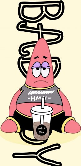 [2436x1125]海绵宝宝 动画 派大星 奶茶 苹果手机动漫壁纸图片