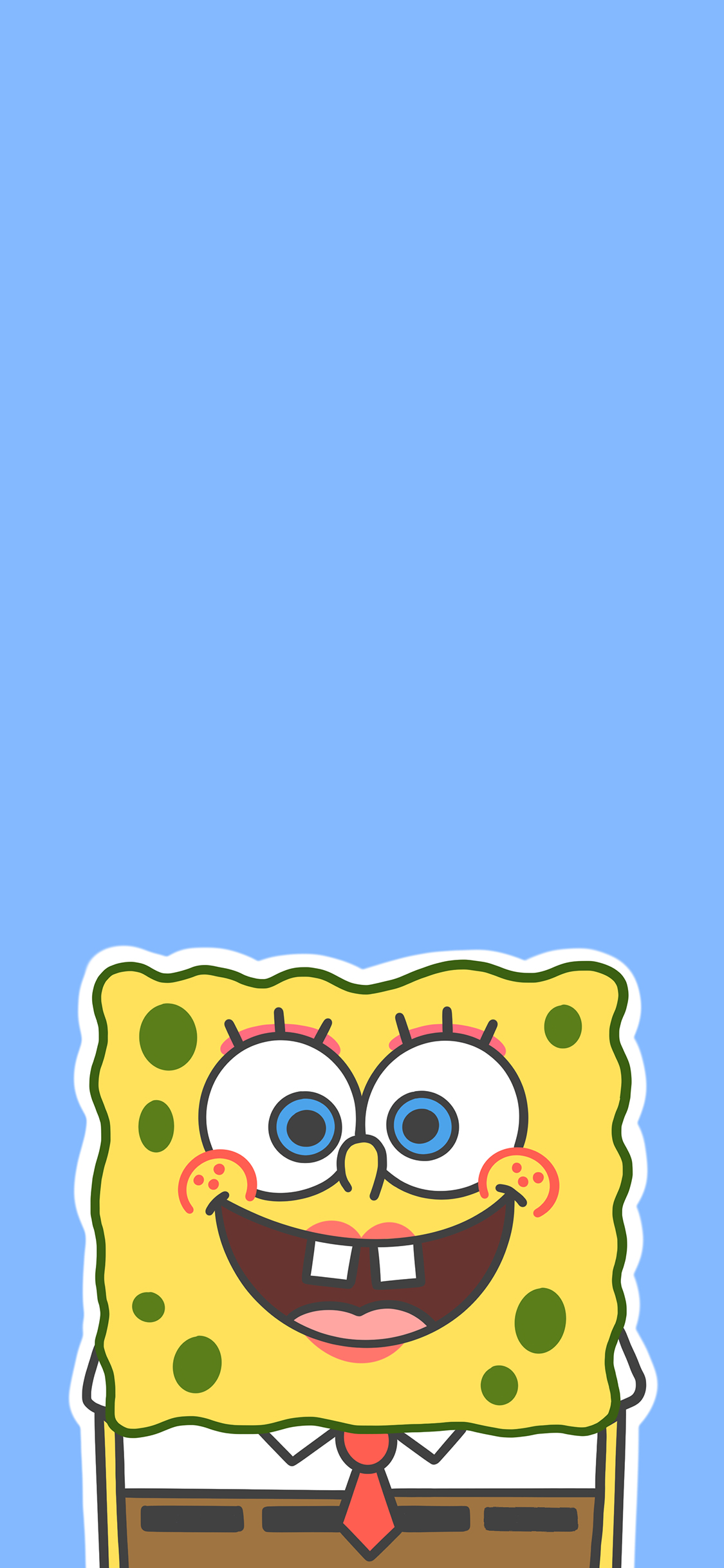 [2436×1125]海绵宝宝 可爱 动画 蓝 苹果手机动漫壁纸图片