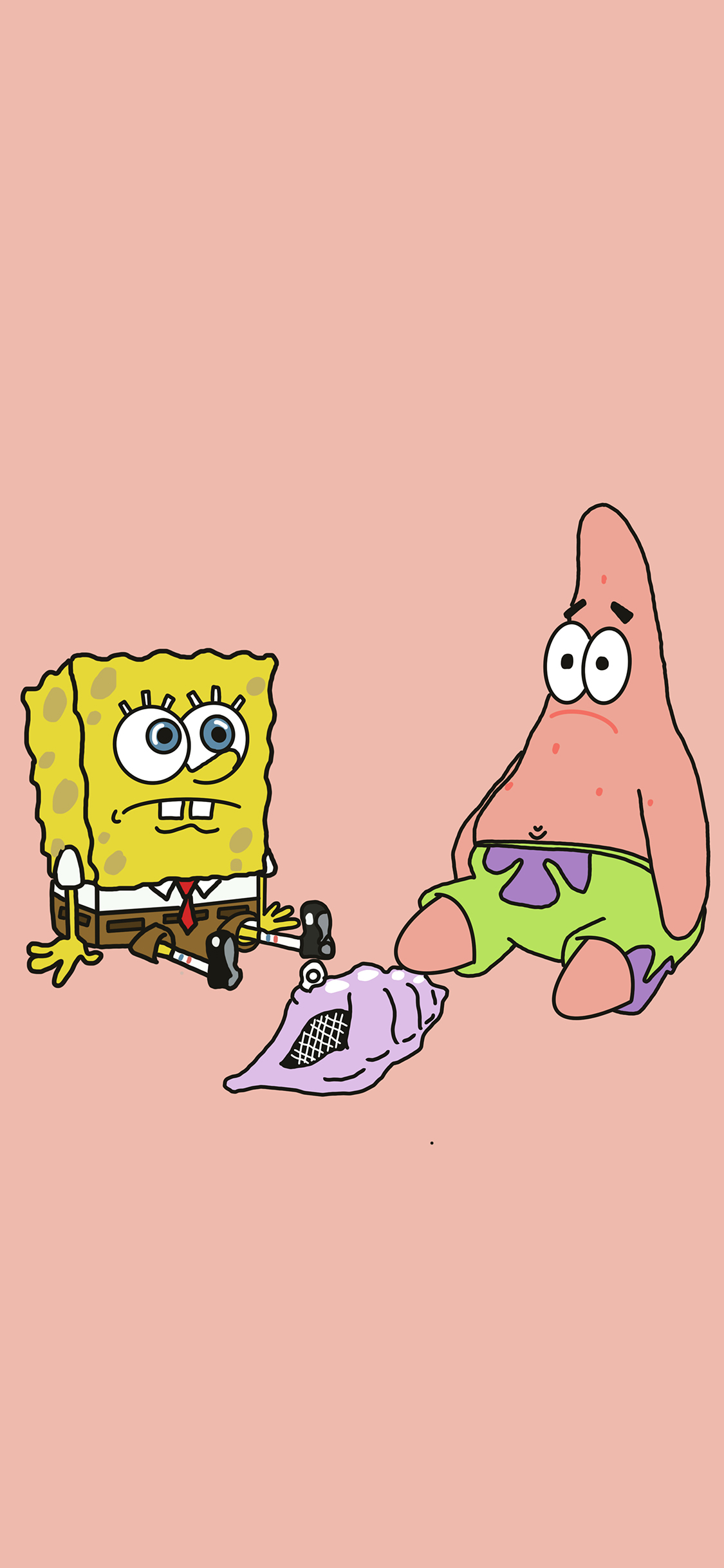 [2436×1125]海绵宝宝 派大星 卡通 动漫 苹果手机动漫壁纸图片