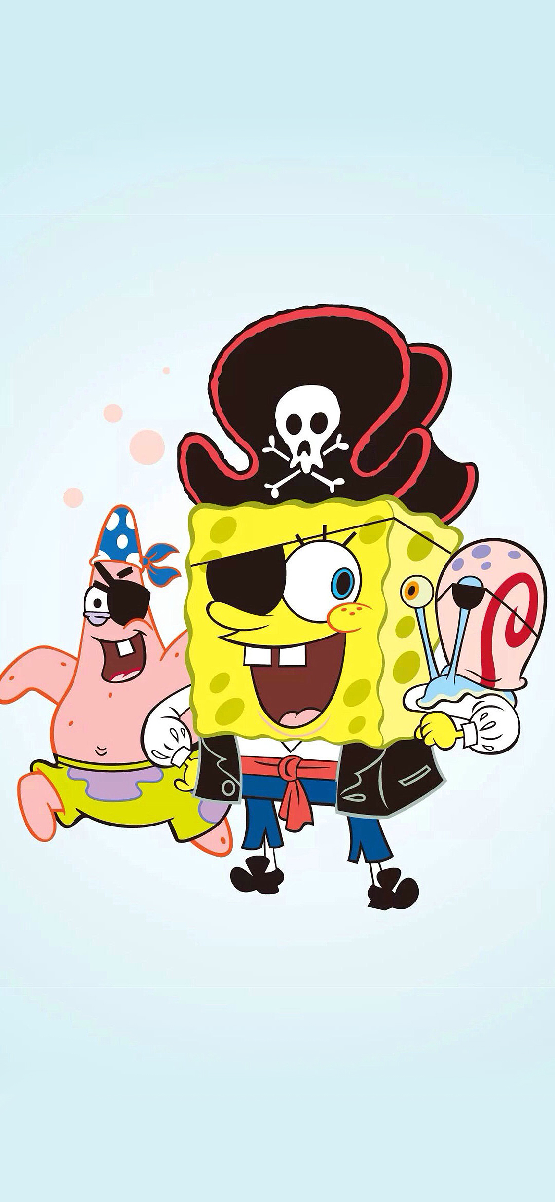 [2436×1125]海绵宝宝 派大星 小蜗 海贼 动画 苹果手机动漫壁纸图片