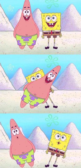 [2436x1125]海绵宝宝 派大星 欧美 动画 可爱 苹果手机动漫壁纸图片