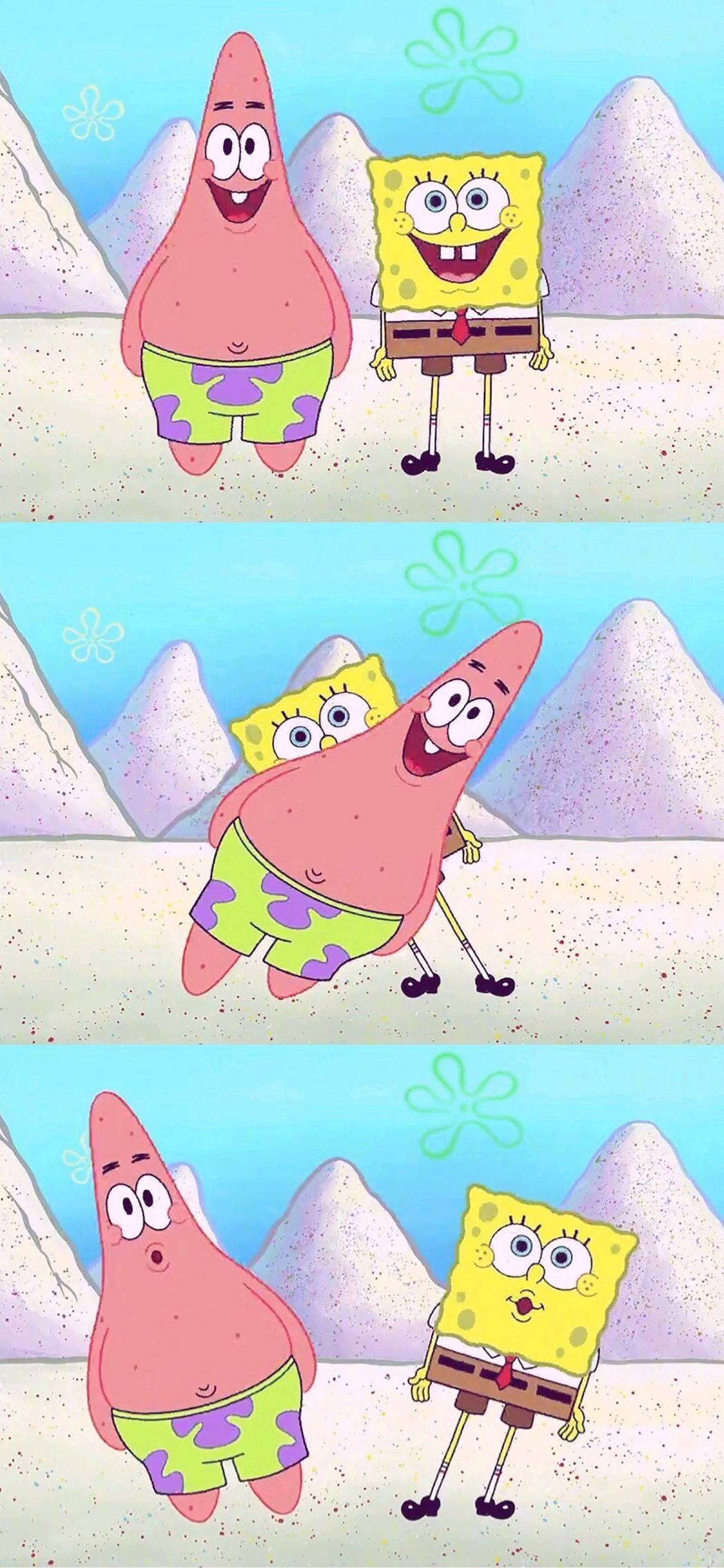 [2436×1125]海绵宝宝 派大星 欧美 动画 可爱 苹果手机动漫壁纸图片