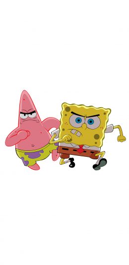 [2436x1125]海绵宝宝 派大星 欧美 动画 奔跑 苹果手机动漫壁纸图片