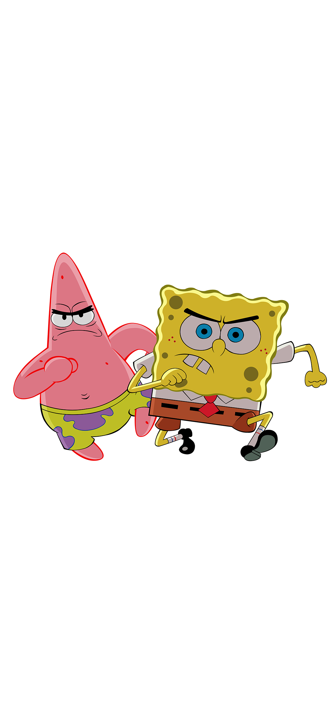 [2436×1125]海绵宝宝 派大星 欧美 动画 奔跑 苹果手机动漫壁纸图片