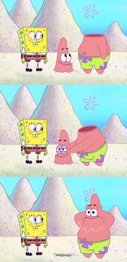 [2436x1125]海绵宝宝 派大星 欧美 可爱 动画 苹果手机动漫壁纸图片