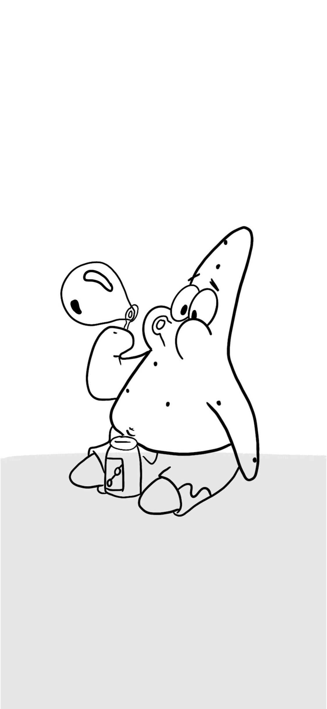 [2436×1125]海绵宝宝 派大星 美国 动画 吹泡泡 苹果手机动漫壁纸图片