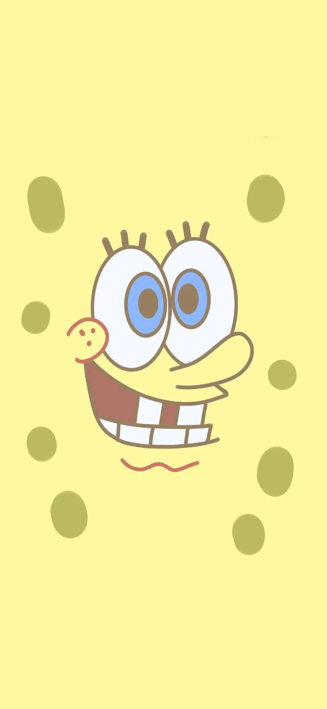[2436×1125]海绵宝宝 黄 动画 五官 表情 苹果手机动漫壁纸图片