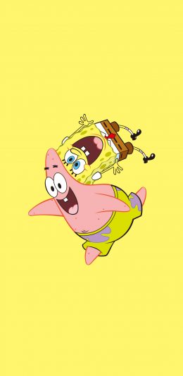 [2436x1125]海绵宝宝 黄色 派大星 动画 苹果手机动漫壁纸图片