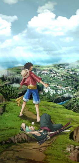 [2436x1125]海贼王 日本 漫画 路飞 索隆 苹果手机动漫壁纸图片