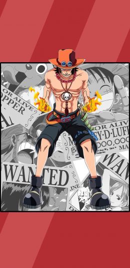 [2436x1125]海贼王 火拳 艾斯 苹果手机动漫壁纸图片