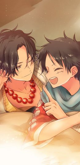 [2436x1125]海贼王 火拳艾斯 路飞 日漫 苹果手机动漫壁纸图片