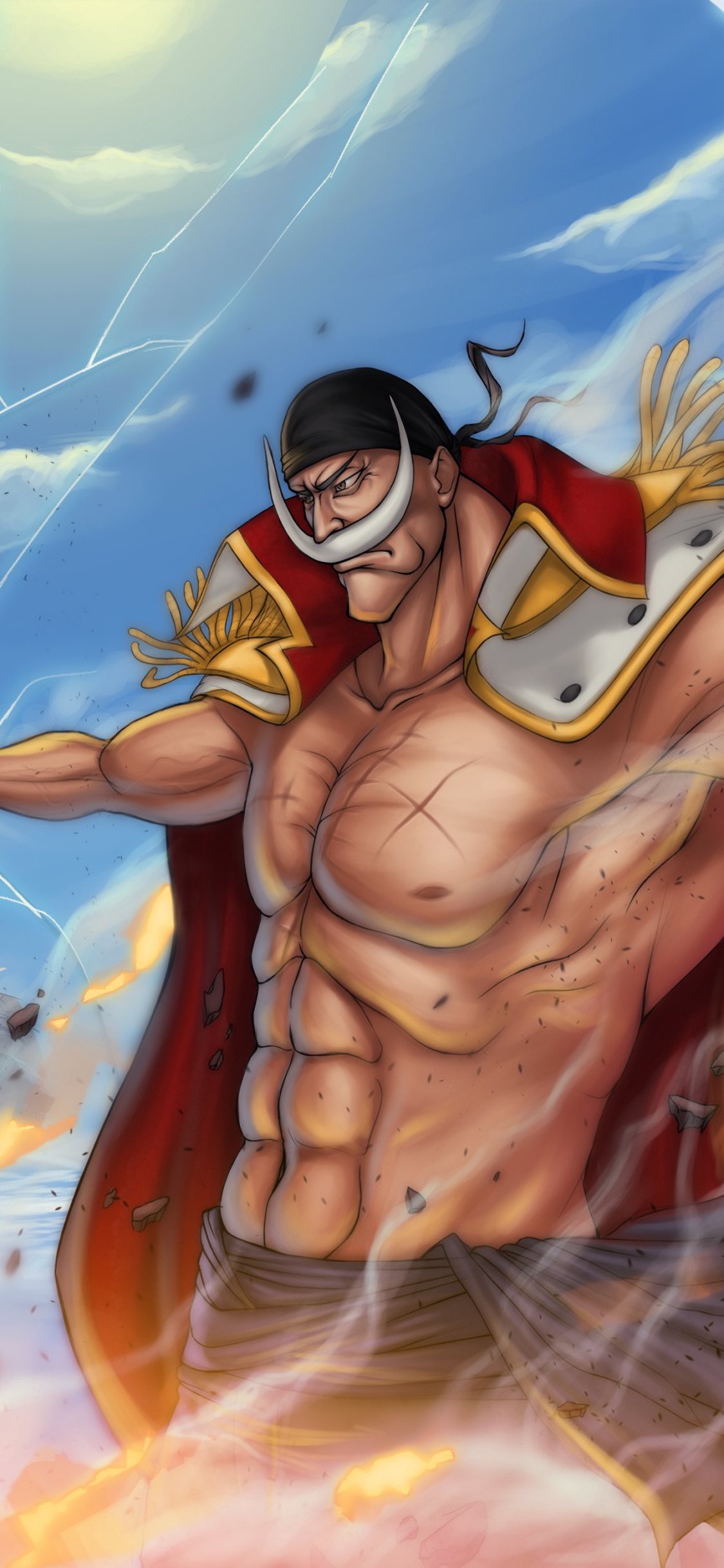 [2436×1125]海贼王 白胡子 爱德华 四皇 动画 日本 苹果手机动漫壁纸图片