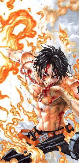 [2436x1125]海贼王 白胡子海贼团 艾斯 火拳 苹果手机动漫壁纸图片