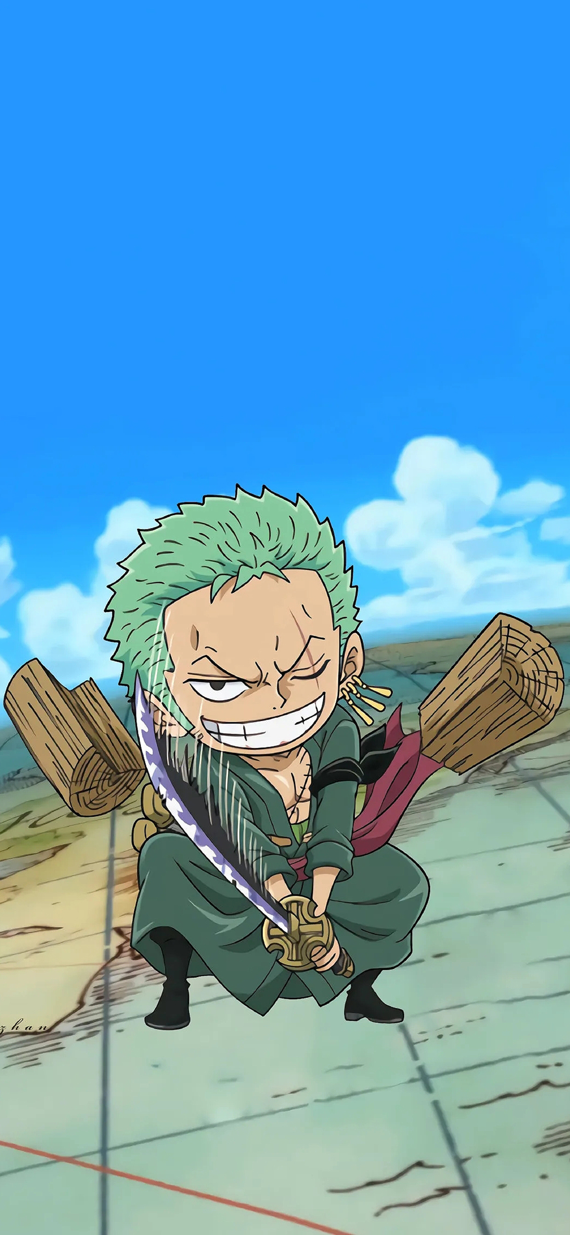 [2436×1125]海贼王 索隆 绿藻头 苹果手机动漫壁纸图片