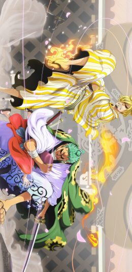 [2436x1125]海贼王 草帽海贼团 香吉士 索隆 苹果手机动漫壁纸图片