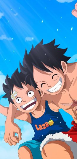 [2436x1125]海贼王 路飞 艾斯 日漫 苹果手机动漫壁纸图片