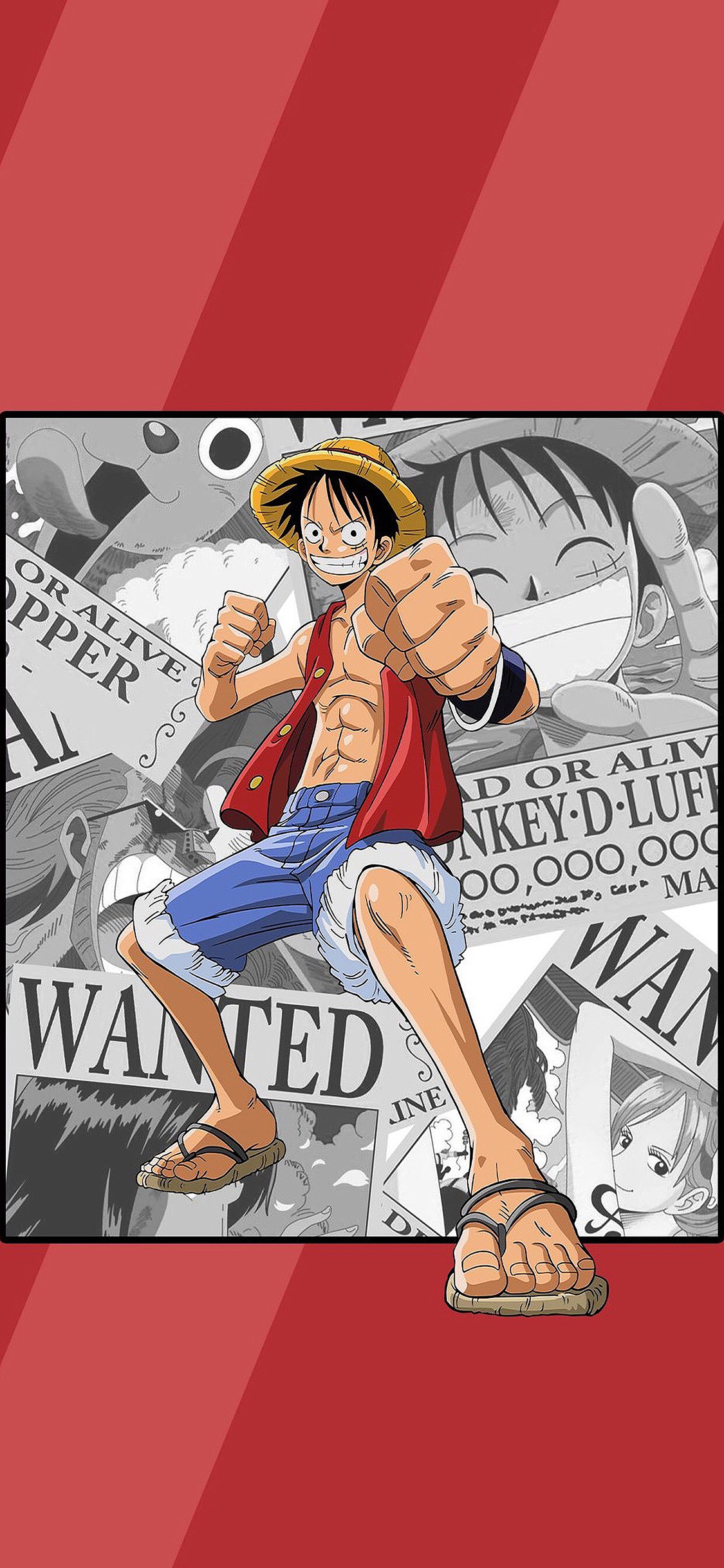 [2436×1125]海贼王 路飞 草帽 苹果手机动漫壁纸图片