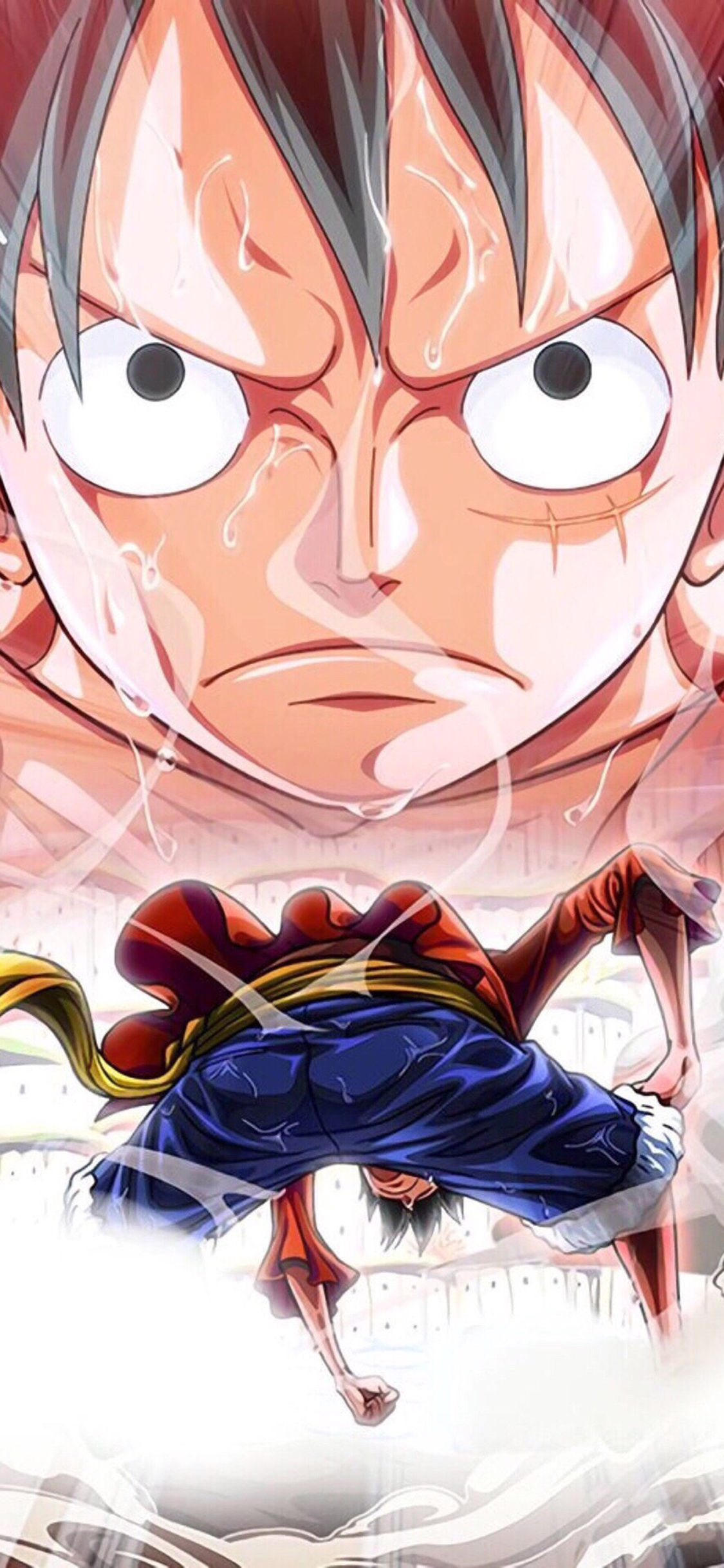 [2436×1125]海贼王 鲁夫 路飞 霸气色 苹果手机动漫壁纸图片