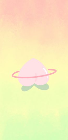 [2436x1125]渐变色 背景 水果星球 水蜜桃 苹果手机动漫壁纸图片