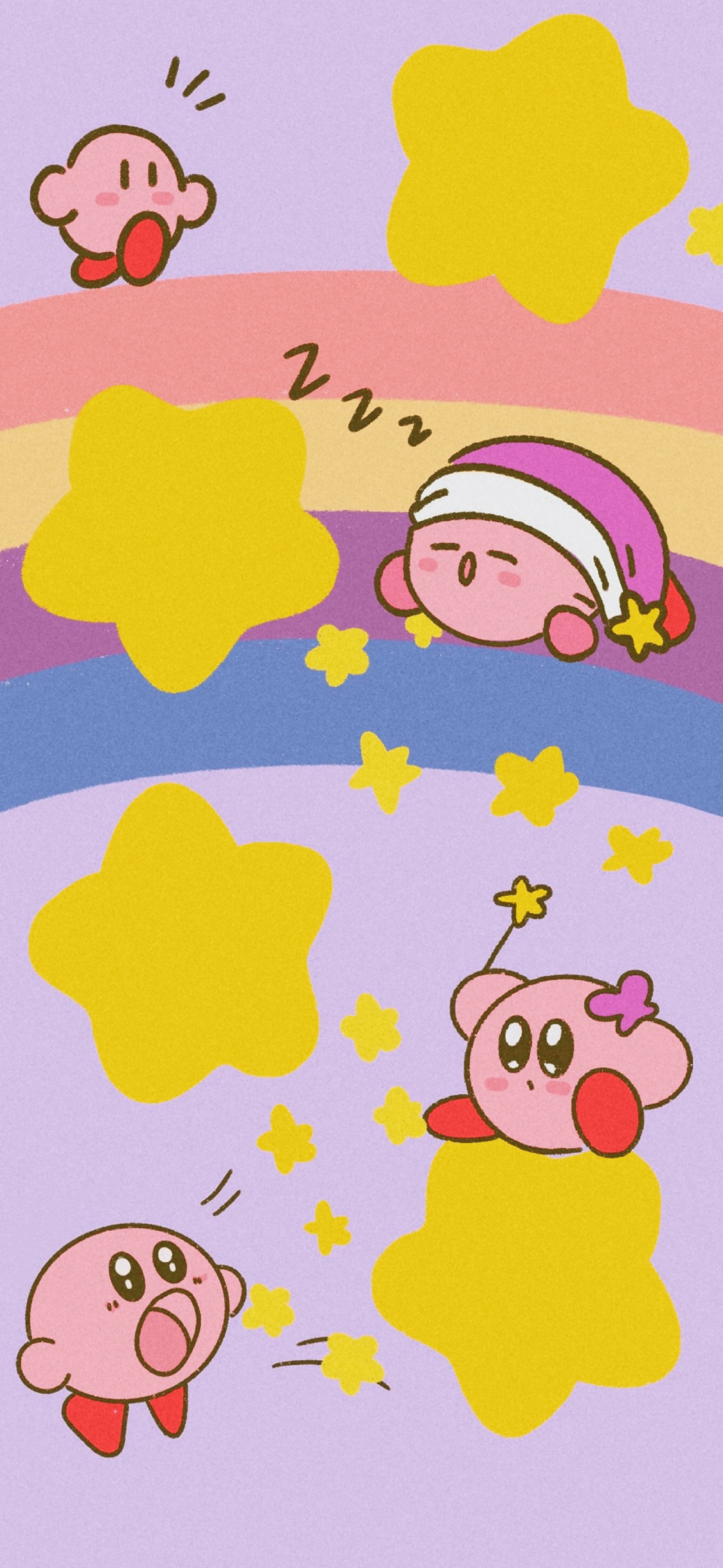 [2436×1125]游戏 勇者 星之卡比 星星 （取自微博：碗叮当） 苹果手机动漫壁纸图片